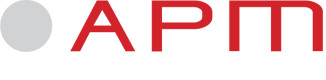 APM Painting & Decorating logo — red wordmark with a grey paint dot