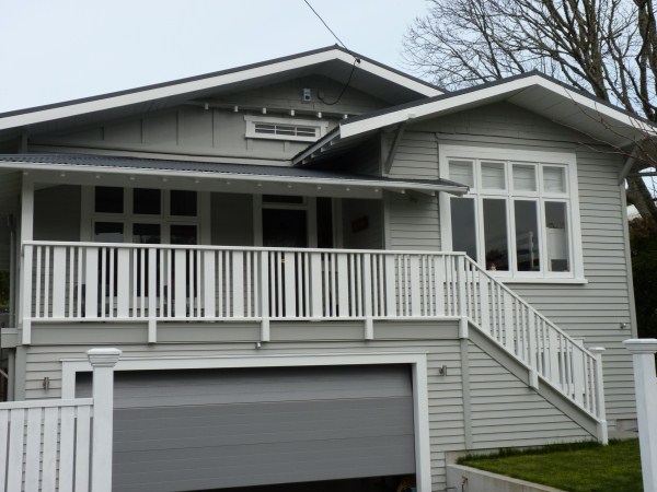 Exterior of a large Auckland home — fresh repaint with two coat finish on the weatherboard cladding